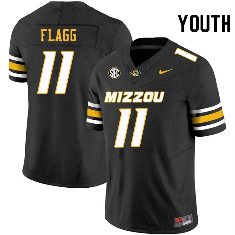 Youth #11 Corey Flagg Missouri Tigers College Football Jerseys Stitched-Black